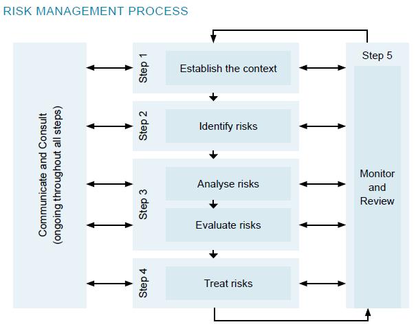 2) MSA RISK MANAGEMENT PROCESS Risk Management process Risk Management is a five step process: Step 1 Establish the context Step 2 Identify the risks Step 3 Analyse and evaluate the risks Step 4