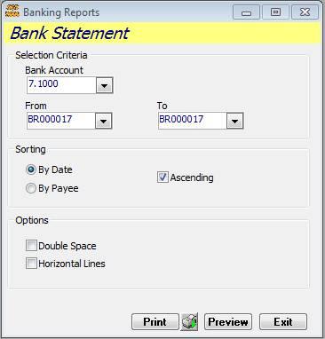 Bank Reconciliation Reports, Continued Reconciled Transactions (continued) 2 If necessary, select the required: Bank