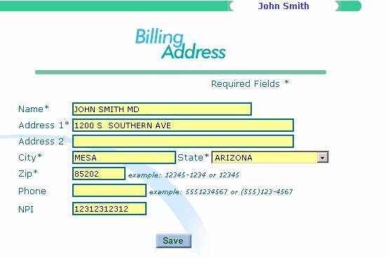 Enter New Billing Addresses Click on the create new billing address button.