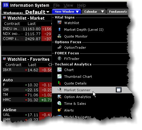 Market Scanners Create a Market Scanner The Market Scanners provide a quick scan of relevant markets and return the top contracts based on the instrument, parameter and filtering criteria you