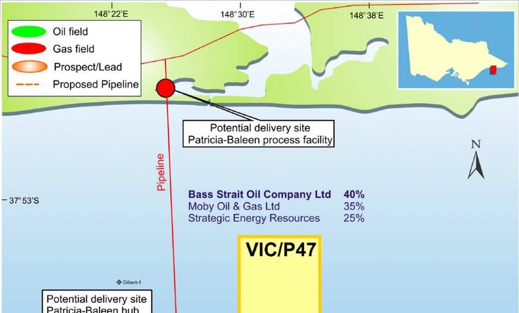 VIC/P47: APPRAISAL & PROSPECTS (Bass: 40%) Continuing farmout interest Existing gas discoveries at Judith and Moby with nearby infrastructure Judith: GCA certified contingent resources 2C 194 Bcf; 3C