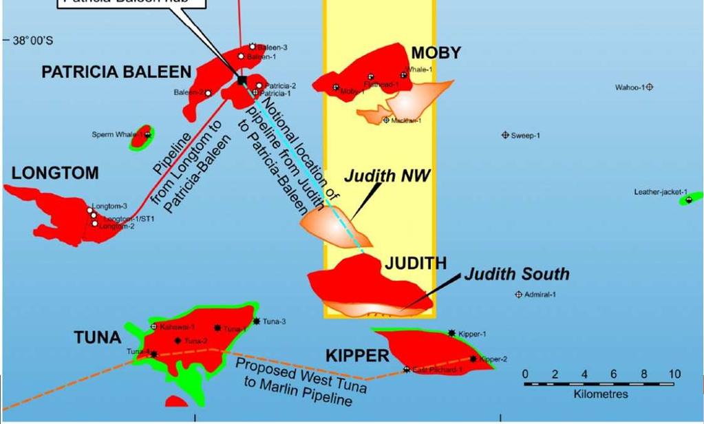Judith- 1 drilled late 80 s by Shell when gas was not commercial Longtom (Nexus) now on production is analogue for Judith - FID in April 2007 with first gas in October 2009 - $315 million development