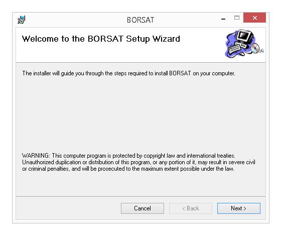 Installing the application After downloading the software, you should get the compressed file called Borsat.
