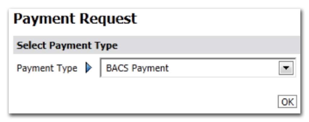 Using the Payment Request menu option This method of requesting a payment enables you to have more control over the payment, with the ability to specify which previously approved bank account to make