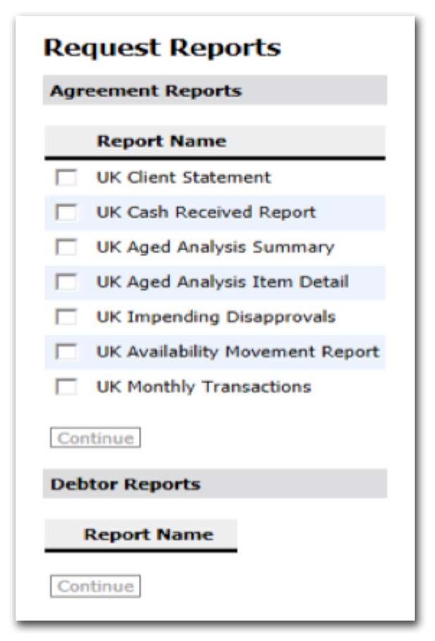 Reports Client Online provides you with the facility to produce a range of reports about your account and debtors.