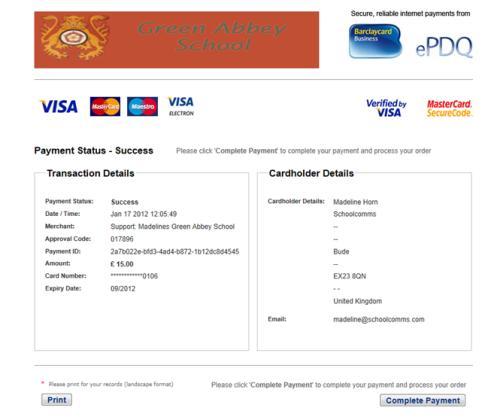 This will be Verified by Visa or MasterCard SecureCode depending on your card type When your payment is authorised