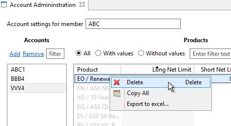 Once the modification has been saved, the product details are not displayed in the Products table. To see the updated product, reselect the account. The values now appear in the Products table. 3.