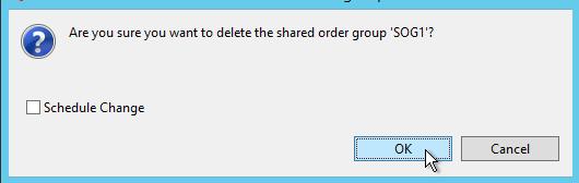 To delete a shared order group: 1 Right-click the required shared order group and