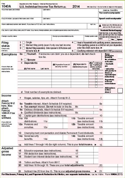 Form 1040A Here are some of the major requirements to file form 1040A: Taxable income is less than $100,000 Income is only from wages, salaries, tips, taxable scholarships, fellowship grants,