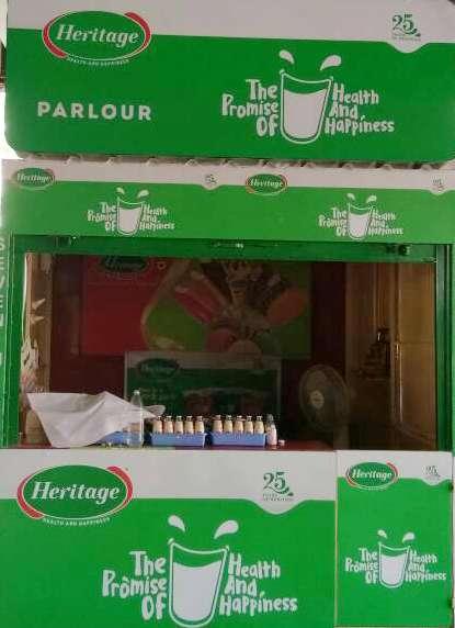Parlours as Brand Outlets Heritage Parlor is a Modern Kirana incubated and pioneered by Heritage. Currently there are 168 parlors with an average shop area of 1 sq.ft.