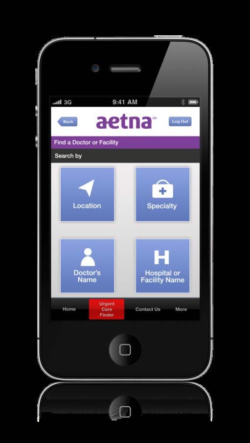 Aetna Apps/Mobile Functionality: Register Now Forgot user name and/or password Search Doctor or Facility Get turn-by-turn directions to the office with the built-in Global Positioning System (GPS)