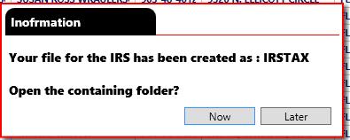 the 1099-S information returns data formatted for the IRS.
