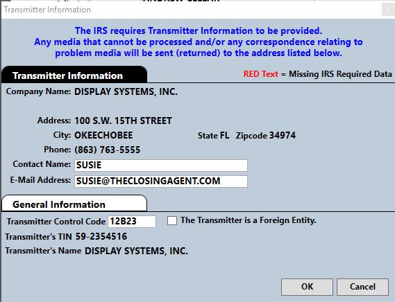 Contact Name: Type the name of the person transmitting the information. This person may be the company owner or an employee.