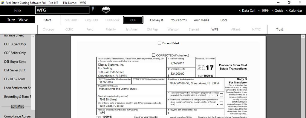 SUBSTITUTE FORM 1099-S COPY B Close It has a 1099-S Copy B in paper form available to give the seller at closing.