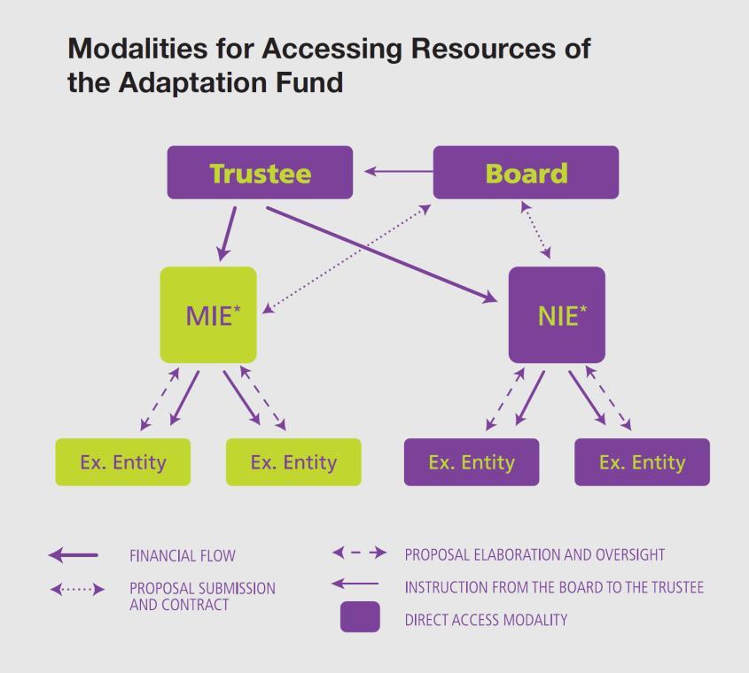 Appendix 1. Decision-making in Direct Access through NIEs Direct access as implemented by the Adaptation Fund Board (AFB) is schematically represented in Figure 1.1. Its defining characteristic is the involvement of National Implementing Entities, as national-level bodies involved in the AF project cycle.