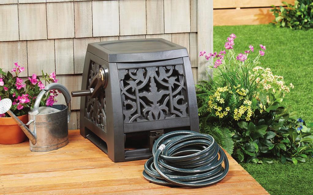 $39 $3 Hose Reel Cabinet with Wrought Iron Design Hose Holds Reel up to