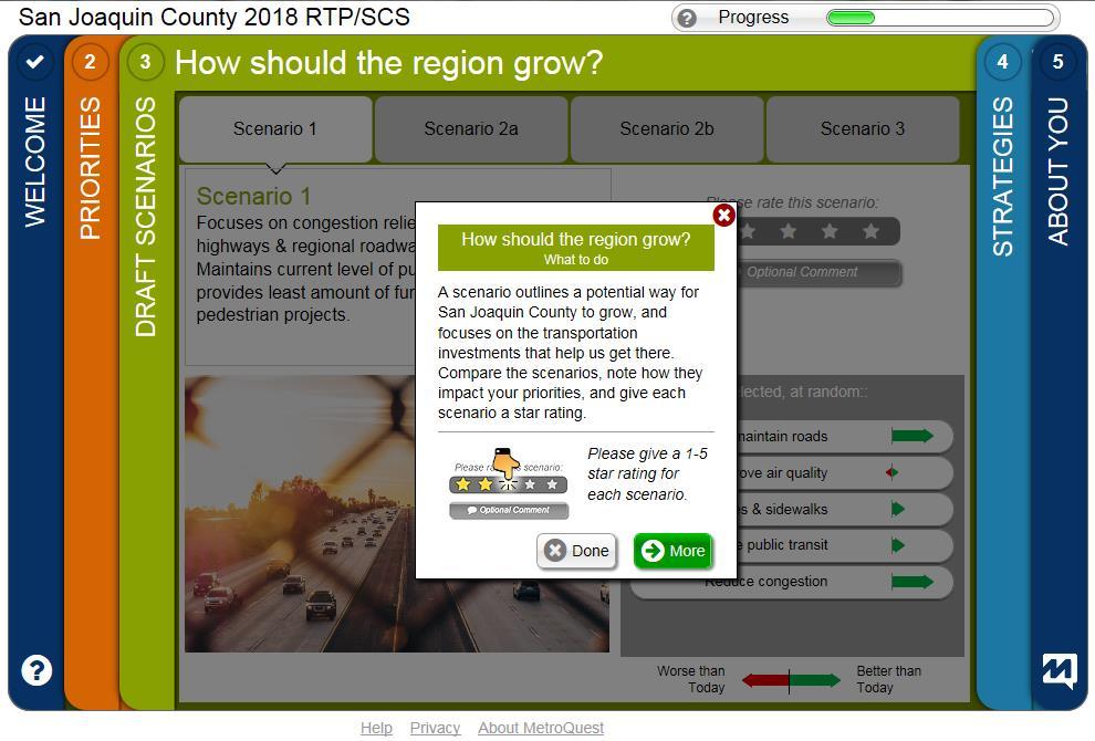 The second phase of the public outreach process for the 2018 RTP/SCS began with the release of the Metro Quest on-line public engagement tool on September 11 (English version) and September 18