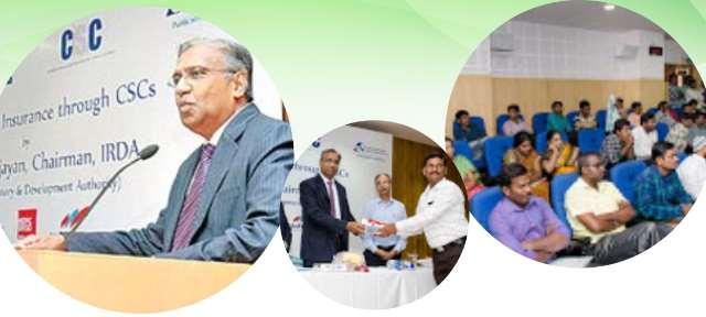 INSURANCE SERVICES Insurance sales and service was launched on the e-kyc platform through the CSC network on Aug 6, 2014 by Sh. T S Vijayan, Chairman, IRDA in Hyderabad.
