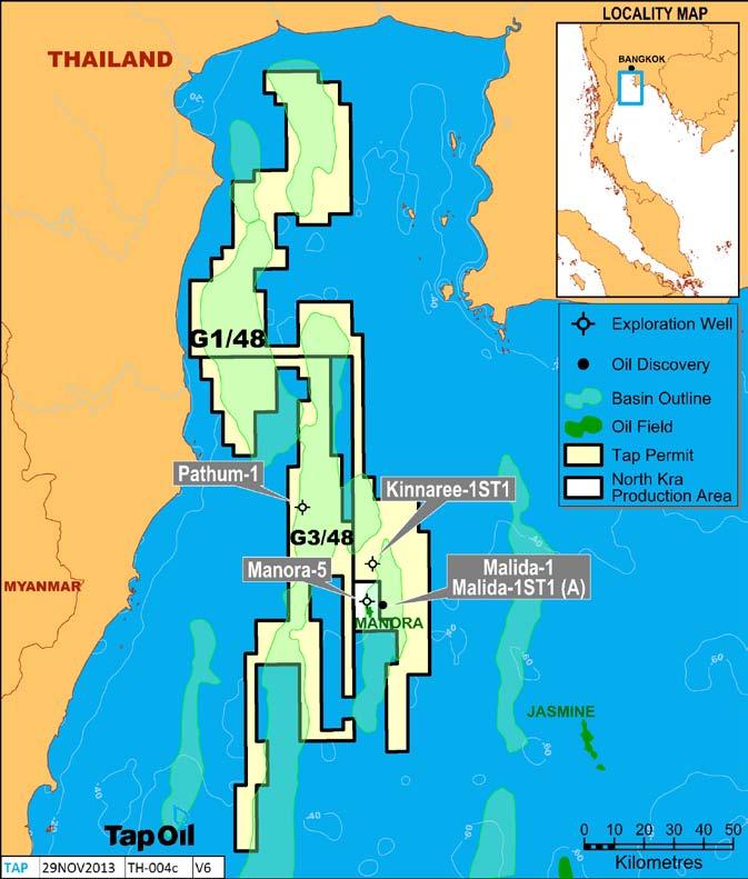 Thailand: Exploration Near-Term Exploration Activity Oil discovery at Malida-1 with 9.
