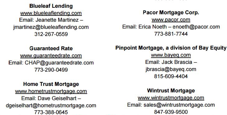 list of approved lenders, please