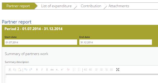 Figure 3: FLC view - Partner Report List of Expenditure - Overview You can directly access the LOE and verify