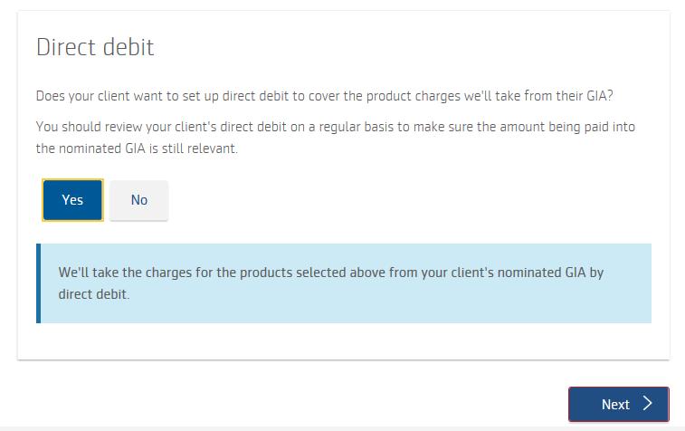 Direct debit for charges 20 In the Manage product charges screen you can also choose to set up a direct
