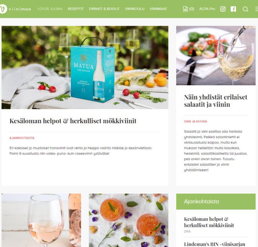 Altia s digital platforms Finland: www.viinimaa.