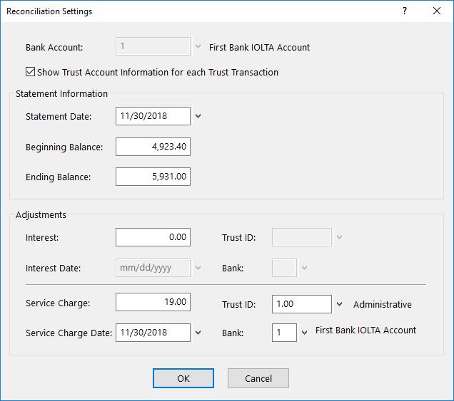 Reconciliation Menu: Checks Reconciliation Home: All Actions Checks/Deposits Reconciliation Tabs3 Trust Accounting's Reconciliation program makes it easy to reconcile bank statements against activity