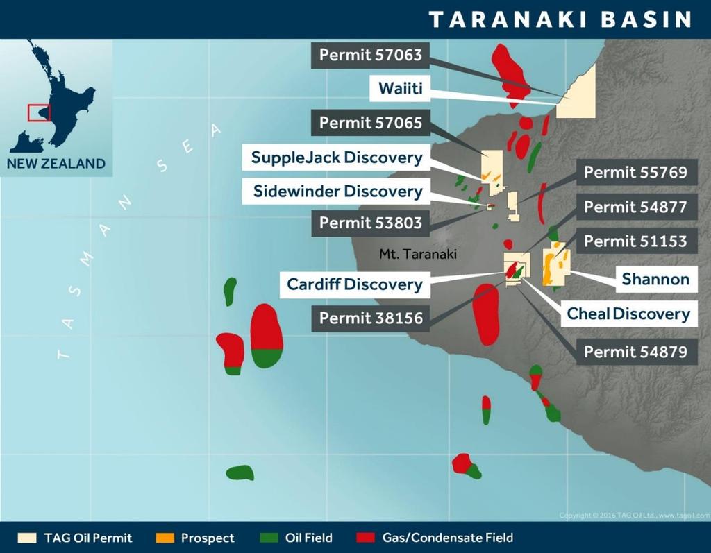 PROPERTY REVIEW Taranaki Basin: The Taranaki Basin is an oil, gas and condensate rich area located on the North Island of New Zealand.