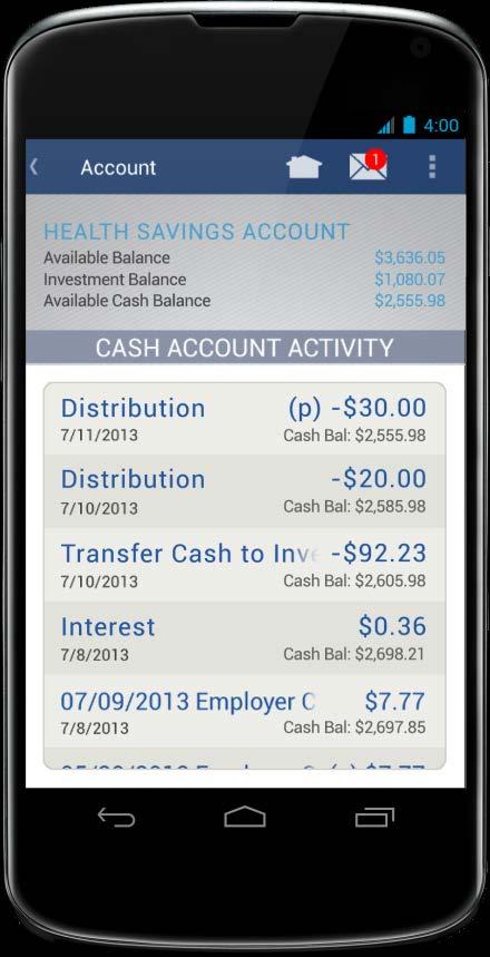 .. Check current health care account balances View account activity and receive alerts via text message View transaction details File new claims with receipt images Review expense information Submit