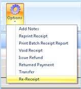 can select a different receipt method. Click Finish when done.