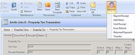 This option is most useful for receipting multiple receipts where searches are required to select the receipts for payment Import Property Tax Payments This option is used for
