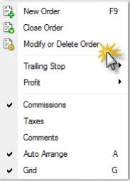 The Modify order window enables: Fill in the Stop Loss and Take Profit fields.