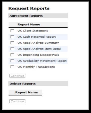Reports Client Online provides you with the facility to produce a range of reports about your account and debtors.
