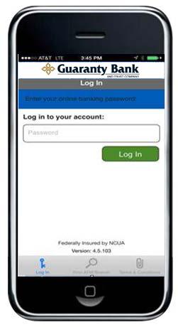 to on your mobile phone Downloaded Guaranty Bank Mobiliti app You log in to Mobiliti with your password