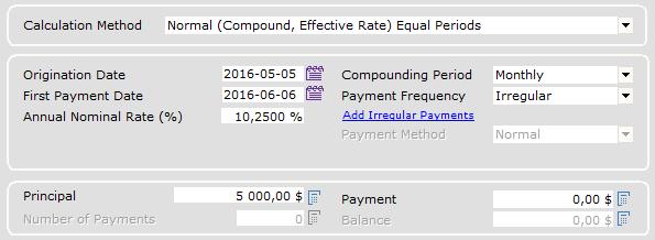 The balance must equal 0.00 in order to compute all finance charges and the APR. Collection and Lines of credit Go to Calculations and choose Recurring Payments.
