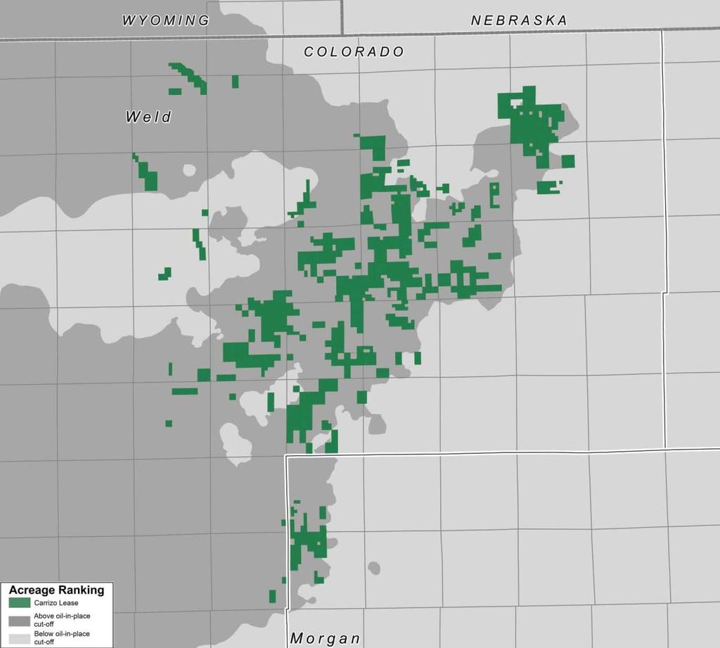Niobrara Formation Preserving Option Value Minimal drilling obligations as acreage position is mostly held by production Stacked-pay nature provides development