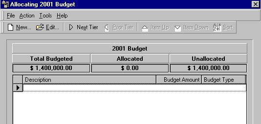 Working with Your Budget 3 If Budget items have been created, they are displayed in the Details view. From the Budget menu, choose Action Allocate Budget.