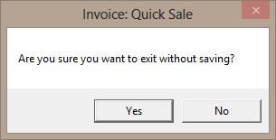 The system will ask you if you are sure you want to cancel the sale. Clicking Yes will cancel all activity on the sale to this point and a new sale would have to be created.