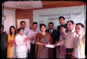 Azeeza Aziz Khan handing over the cheque at the office of SEID Trust to Ms. Dilara Satter Mitu, Director of SEID Trust. Summit to convert debt to redeemable preference shares Ms.