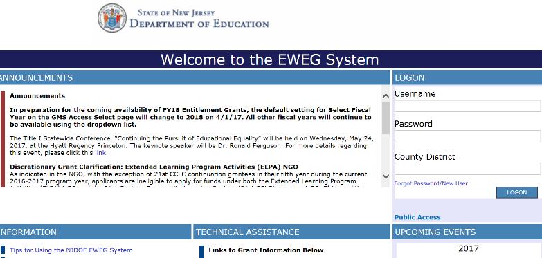 For more information regarding usernames and passwords, please contact your district s Homeroom Administrator. If you need additional assistance, please email the EWEG Help Desk at eweghelp@doe.state.