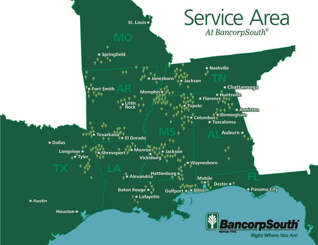 Market Footprint 240 Full Service Branches 6 Loan Production Offices 31 Insurance