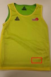 Section of Aussie Hoops singlet approved for co-branding.