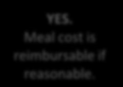 Are explicit limitations placed on reimbursable meal costs? NO.