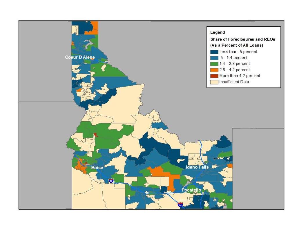 Idaho Data Maps Areas Affected by Concentrated Foreclosures November 2008 Source: