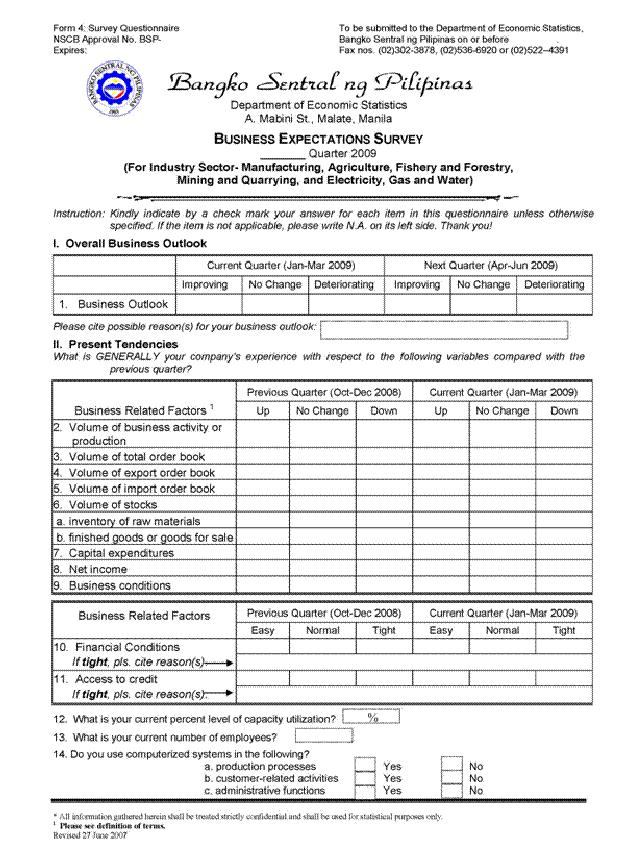 Annex B - Questionnaire Used in
