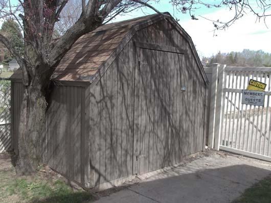 shed exterior is in poor condition.