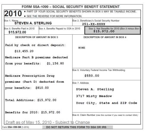 SSA-1099 Social Security Statement SS