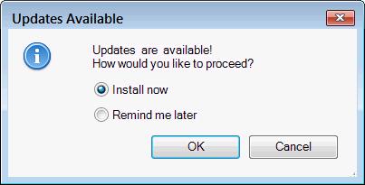Tab Name Auto-Update On This Tab You decide how to handle software updates from Merchant. Select Remind Me Later. Do NOT install updates without contacting R.O. Writer!