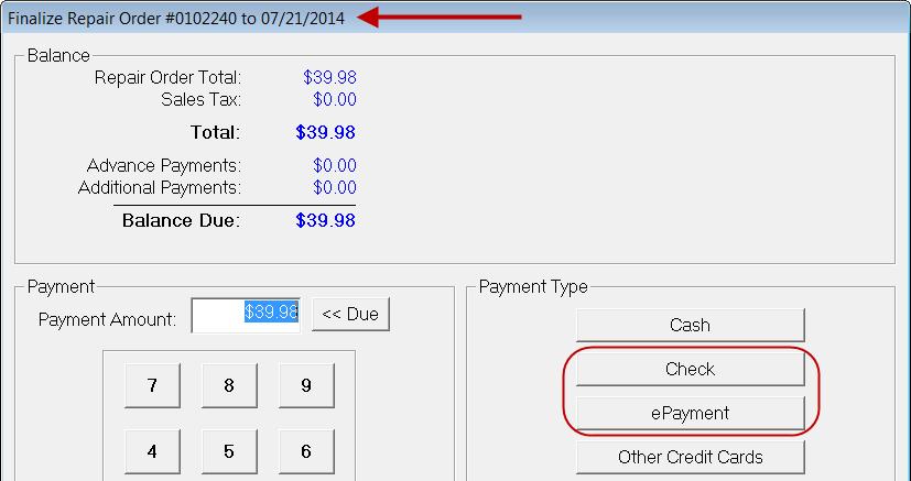 R.O. Writer Payment Windows After configuration is complete, you are ready to process payments by accessing R.O. Writer payment windows.